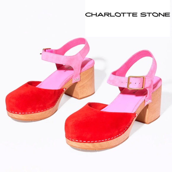 Charlotte Stone Shoes - New! Rare Charlotte Stone Maud in Vamp Flamingo Mary Jane Platform Clogs